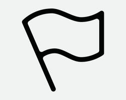 Waving Flag Banner Blank Template Pole Stick Wave Emblem Position Location Conqure Mark Pennant Event Map Marker Sign Icon Shape Outline Black White vector
