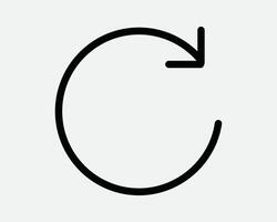 Repeat Refresh Recycle Arrow Again Rewind Circular Circle Round Rotation Loop Rotate Spin Cycle Reset Icon Sign Line Outline Black White Shape vector