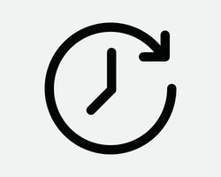 Time Repeat Timer Circle Circular Deadline Clock Stopwatch Arrow Round Around Refresh Again Cycle Recycle Sign Icon Shape Outline Black White vector