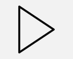 Play Button Media Control Triangle Arrow Pointing Right Radio Player Music Playback Multimedia Icon Sign Line Outline Black White Shape vector
