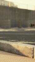 Empty beach car park spaces covered in asphalt. video