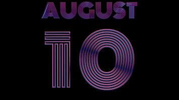 Neon Retro Calendar Loop Animation - August video