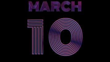 Neon Retro Calendar Loop Animation - March video