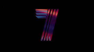 The number seven is shown in a black background video