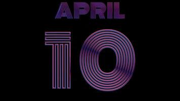 néon retro calendário ciclo animação - abril video