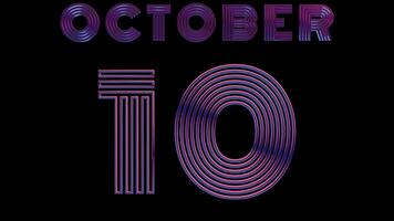 néon retro calendário ciclo animação - Outubro video