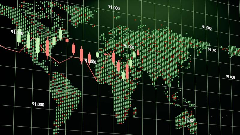 Global Financial Data Visualization Digital World Map with Trading ...