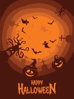Halloween background with pumpkins and bats vector