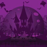 Halloween background with castle and graveyard vector