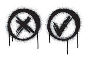 Spray Painted Graffiti Check marks Sprayed isolated with a white background. graffiti Check marks icon with over spray in black over white. vector
