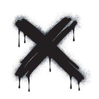 Spray Painted Graffiti x Sprayed isolated with a white background. graffiti font x with over spray in black over white. vector