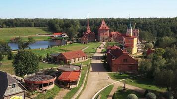 View from the top of the Sula Interactive History Park Museum in Belarus. Medieval historical complex video