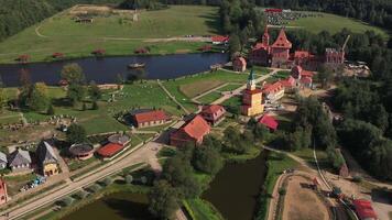 View from the top of the Sula Interactive History Park Museum in Belarus. Medieval historical complex video