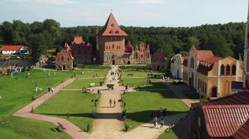 View from the top of the Sula Interactive History Park Museum in Belarus. Medieval historical complex video