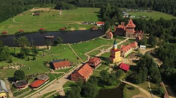 View from the top of the Sula Interactive History Park Museum in Belarus. Medieval historical complex video