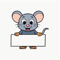 Cute little mouse cartoon with blank sign vector