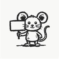 Cute mouse with a blank signboard vector