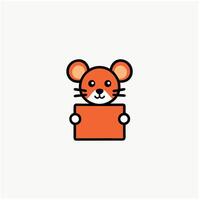 Cute mouse with a blank signboard vector