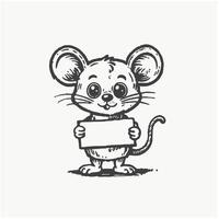 Cute mouse with a blank signboard vector