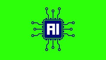 Artificial Intelligence, AI Icon Symbol on Green Background video