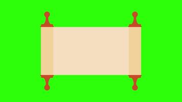 Scroll Paper, Book Rolling Open and Closing on Green Background video