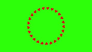 Heart Circle Border Frame Rotating on Green Background video