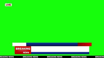 Breaking news lower third with live text blank text box green screen animation video