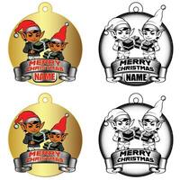4x Elves with Cash Ornament and Name Plate vector