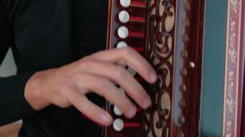 Fingers Moving Fast For A Difficult Composition On The Accordion video