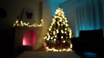 blurred background of a room with christmas tree video