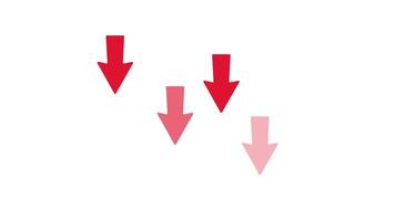 glowing red arrow down animation decrease, bankrupt, fail drown video
