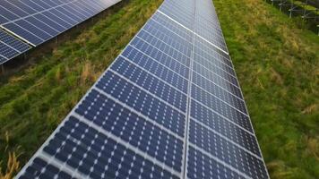 Aerial viet to ecology solar power station panels in the fields green energy, electrical innovation nature environment, alternative energy source concept video