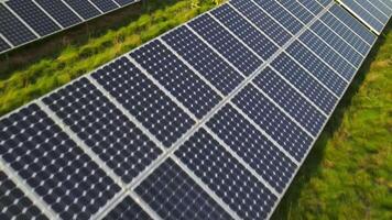Aerial viet to ecology solar power station panels in the fields green energy, electrical innovation nature environment, alternative energy source concept video