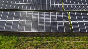 Aerial viet to ecology solar power station panels in the fields green energy, electrical innovation nature environment, alternative energy source concept video