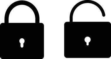 Set of lock and protect icon. Locked or unlocked black icon. Security sign symbol vector