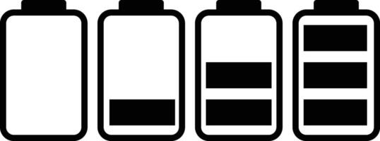 Battery icon set. battery signal strength. Battery charging level energy. Battery capacity sign vector