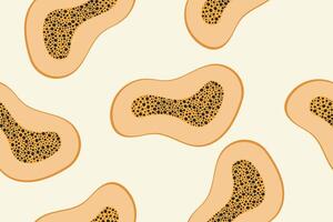 Papaya seamless background. Patterned exotic fruit backdrop design for textile, banner, cover, brochure, wrapping, wallpaper. vector