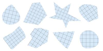 Abstract geometric shapes cut out of lined paper sheets. design elements, each isolated on white background. vector