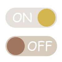 ON and OFF buttons in trendy Earth tones colors. Toggle button icons. vector