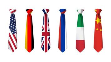 flag tie set isolated on white background vector