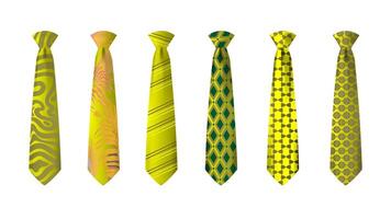yellow tie set isolated on white background vector