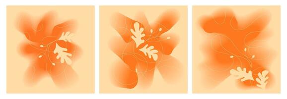 Autumn square backgrounds. Minimalistic style with elements of branches and leaves. template for card, banner, invitation, social media post, poster, mobile app, web advertising vector