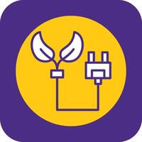 Eco Power Socket Filled Curve Icon vector
