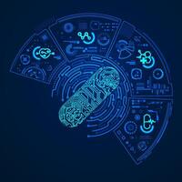 concept of bioengineering or healthcare technology, graphic of 3D pill combined with electronic pattern and futuristic interface vector