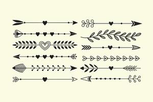 Leafy Borders Arrows Design Set vector