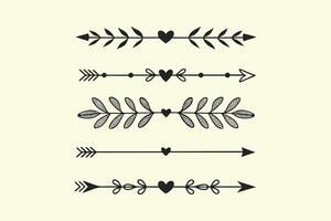 Leafy and Heart Themed Dividers vector