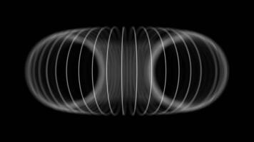 Radial torus shape with circular lines on black background. Seamless loop. video