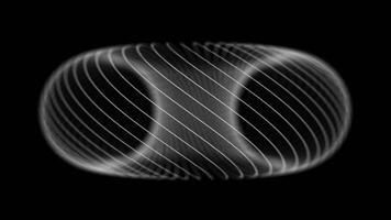 Radial spiral torus shape with lines on black background. Seamless loop. video