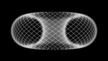 Abstract torus shape with intersecting grid lines on black background. Seamless loop. video