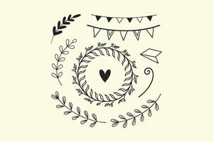 Elegant Leaf and Heart Borders vector